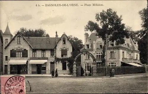 Ak Bagnoles-de-l’Orne Orne, Place Mélidion, Pension de Famille