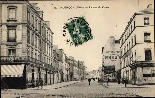 Ak Alencon Orne, La rue du Cours