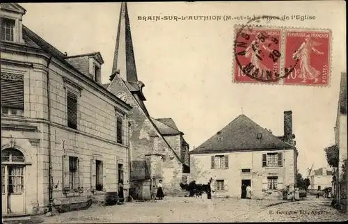 Ak Brain sur l'Authion Loire Authion Maine et Loire, Place de l'Église