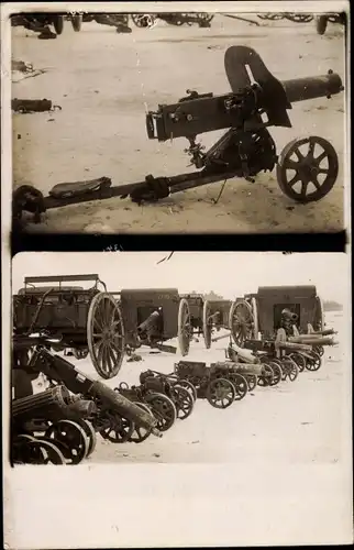 Foto Ak Von deutschen Soldaten erbeutete Russische Maxim MG PM 1910, Ostfront I. WK