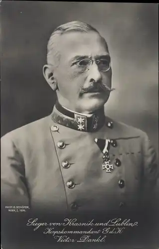 Ak Kuk Korpskommandant GdK Victor Dankl, Sieger von Krasnik und Lublin, Orden