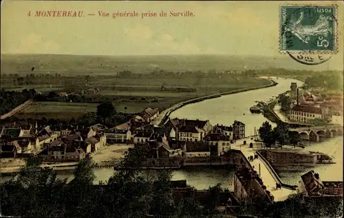 Ak Montereau Seine et Marne, Vue Générale prise de Surville