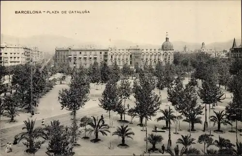 Ak Barcelona Katalonien Spanien, Plaza de Cataluna