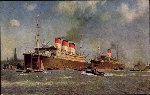 Künstler Ak HSDG-Dampfer TS Cap Polonia im Hamburger Hafen