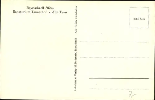 Ak Bayrischzell im Mangfallgebirge Oberbayern, Sanatorium Tannerhof, Alte Tann