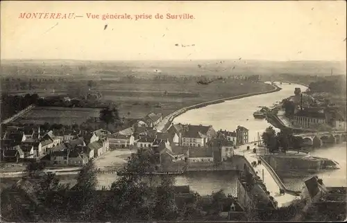 Ak Montereau Seine et Marne, Vue Générale, prise de Surville