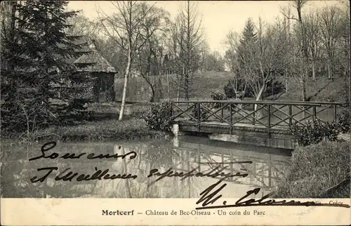 Ak Mortcerf Seine et Marne, Château de Bec Oiseau, Un coin du Parc