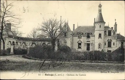 Ak Soings en Sologne Loir et Cher, Château du Carroir, cour intérieur