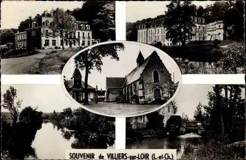 Ak Villiers sur Loir Loir et Cher, Châteaux, Moulin à eau, rivière