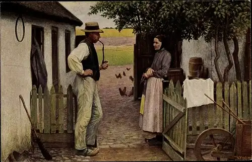 Künstler Ak Magaartd, V., Nach Feierabend, Mann mit Pfeife