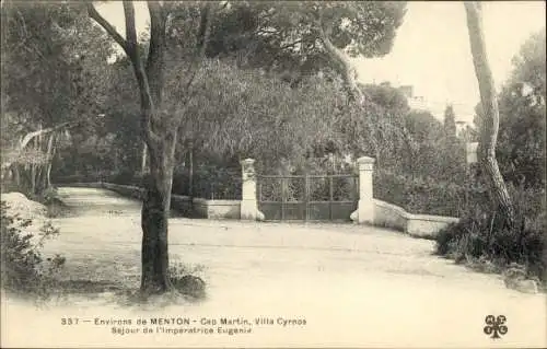 Ak Roquebrune Cap Martin Alpes-Maritimes, Villa Cyrnos, Sejour de l'Imperatrice Eugenie