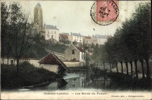 Ak Chateau Landon Seine et Marne, Les Bords du Fusain