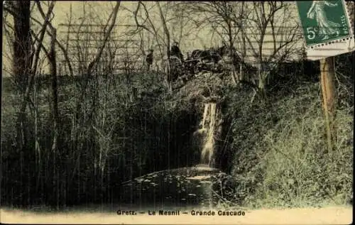 Ak Gretz-Armainvilliers Seine et Marne, Le Mesnil, Grande Cascade