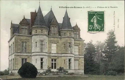 Ak Villedieu en Beauce Loir et Cher, Château de la Verrerie, vue générale