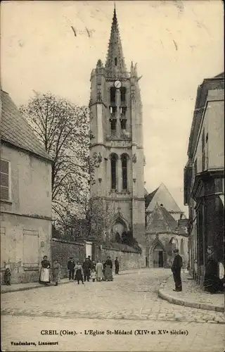 Ak Creil Oise, die Kirche St. Mêdard
