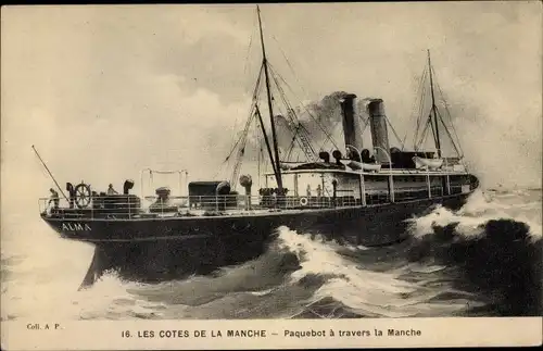 Ak Les Cotes de la Manche, Paquebot, Fährschiff Alma