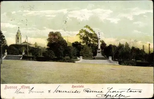 Ak Recoleta Buenos Aires Argentinien, Denkmal