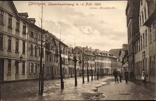 Ak Göttingen in Niedersachsen, Untere Maschstraße, Hochwasser 1909