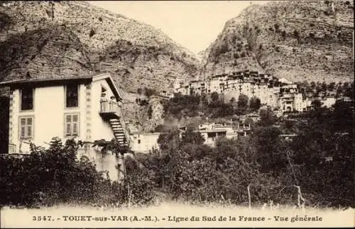 Ak Touet sur Var Alpes Maritimes, Ligne du Sud de la France, Vue générale