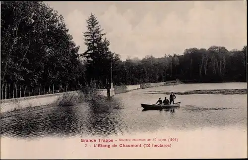 Ak Soligny la Trappe Orne, Grande Trappe, L'Etang de Chaumont, Ruderpartie