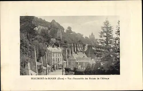 Ak Beaumont le Roger Eure, Vue d'ensemble des Ruines de l'Abbaye