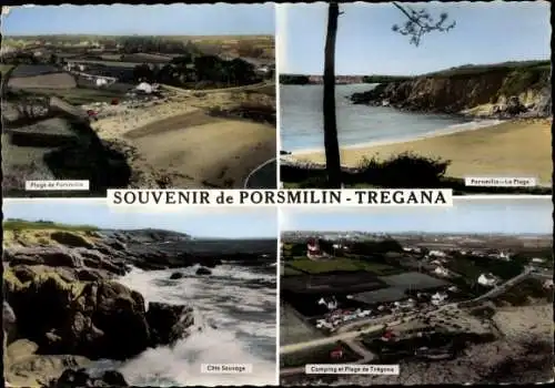 Ak Porsmilin Locmaria-Plouzané Finistère, La Plage, Camping et Plage de Tregana