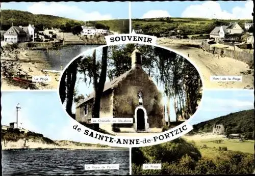 Ak Sainte Anne de Portzic Brest Finistère, Chapelle, Hôtel de la Plage, Le Phare, Plage