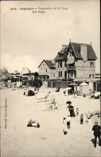 Ak Roscoff Finistère, Les Villas, La Plage