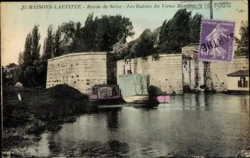Ak Maisons Laffitte Yvelines, Bords de Seine, les Ruines du Vieux Moulin