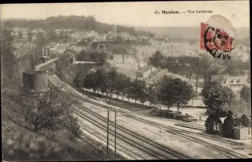 Ak Meulan en Yvelines, Vue générale, Eisenbahnschienen