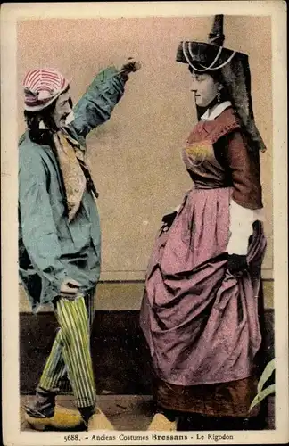 Ak Anciens Costumes Bressans, le Rigodon, Trachten