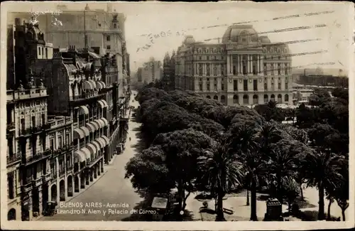 Ak Buenos Aires Argentinien, Avenida Leandro N. Alem y Palacio del Correo