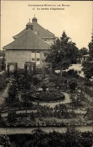 Ak Speyer am Oberrhein Rheinland Pfalz, Infirmerie Hopital, Le Jardin d'Agrement