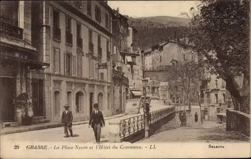 Ak Grasse Alpes Maritimes, La Place Neuve, L'Hotel de Commerce