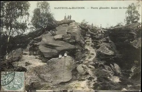 Ak Nanteuil le Haudouin Oise, Pierre glissoire, Route de Crény