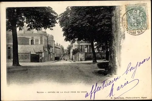 Ak Noyon Oise, Entrée de la ville prise du cours
