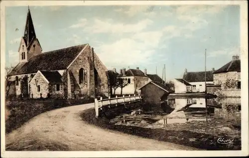 Ak La Chapelle Rablais Seine et Marne, Rue de Lavoir, l'Église