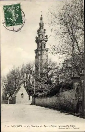 Ak Roscoff Finistère, Le Clocher de Notre Dame de Croatz Batz