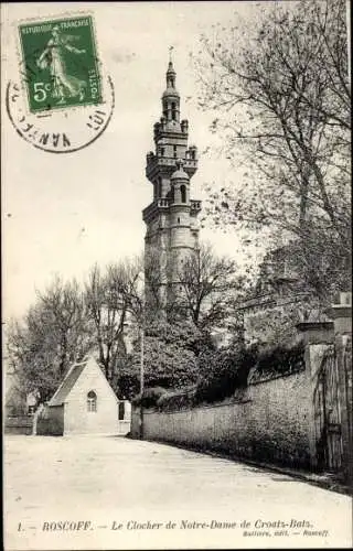 Ak Roscoff Finistère, Le Clocher de Notre Dame de Croatz Batz