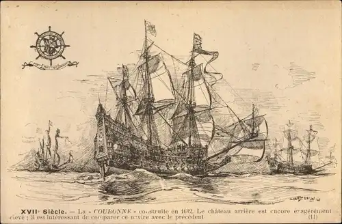 Künstler Ak La Couronne, Segelschiff