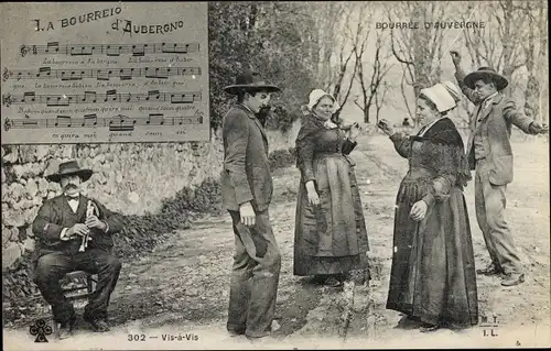 Lied Ak Bourree d'Auvergne, La Bourreio d'Aubergno, Tänzer in Trachten