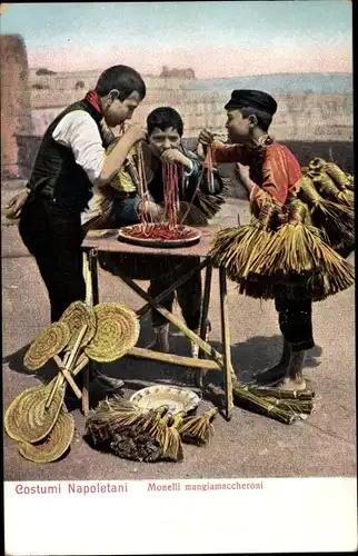 Ak Napoli Neapel Campania, Costumi Napoletani, Monelli mangiamaccheroni
