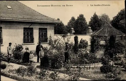 Ak Speyer am Oberrhein Rheinland Pfalz, Le Jardin Entrée, Infirmerie Hôpital