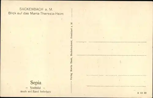 Ak Sackenbach Lohr am Main Unterfranken, Maria Theresia Heim