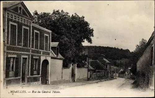 Ak Noailles Oise, Rue du Général Pétain