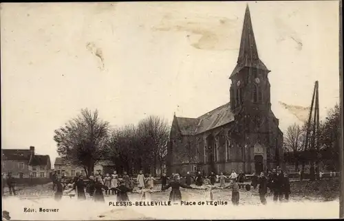 Ak Le Plessis-Belleville Oise, Place de l'Église