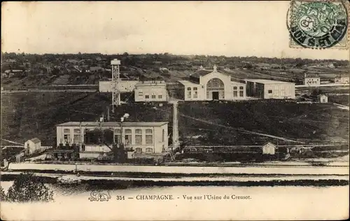 Ak Champagne sur Seine Seine et Marne, Vue sur l'Usine du Creusot