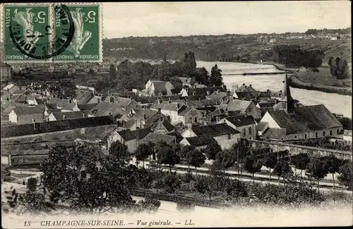 Ak Champagne sur Seine Seine et Marne, Gesamtansicht