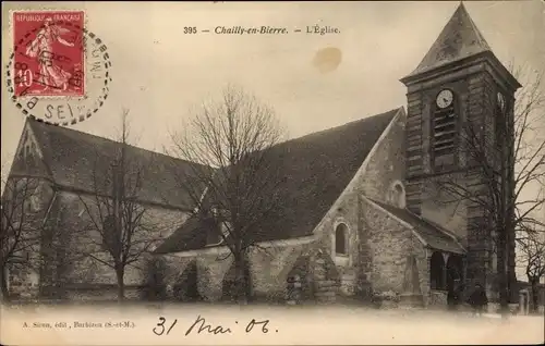 Ak Chailly en Biere Seine et Marne, Église
