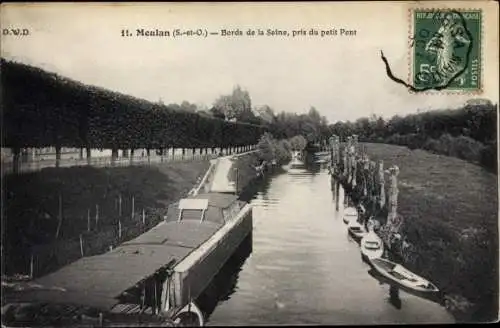 Ak Meulan en Yvelines, Bords de la Seine, pris du petit Pont